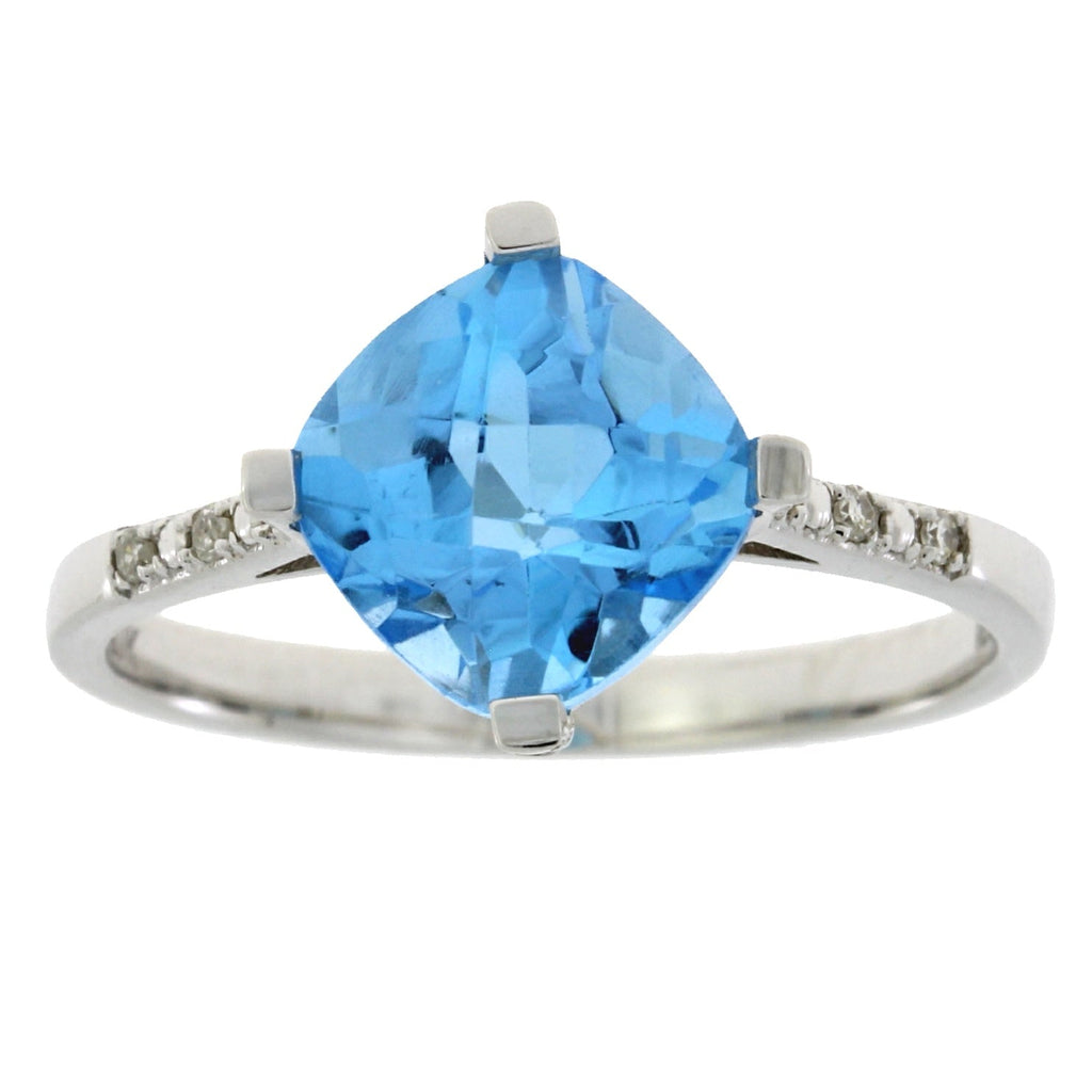 1.20ct Blue Topaz Diamond Ring 10KT White Gold