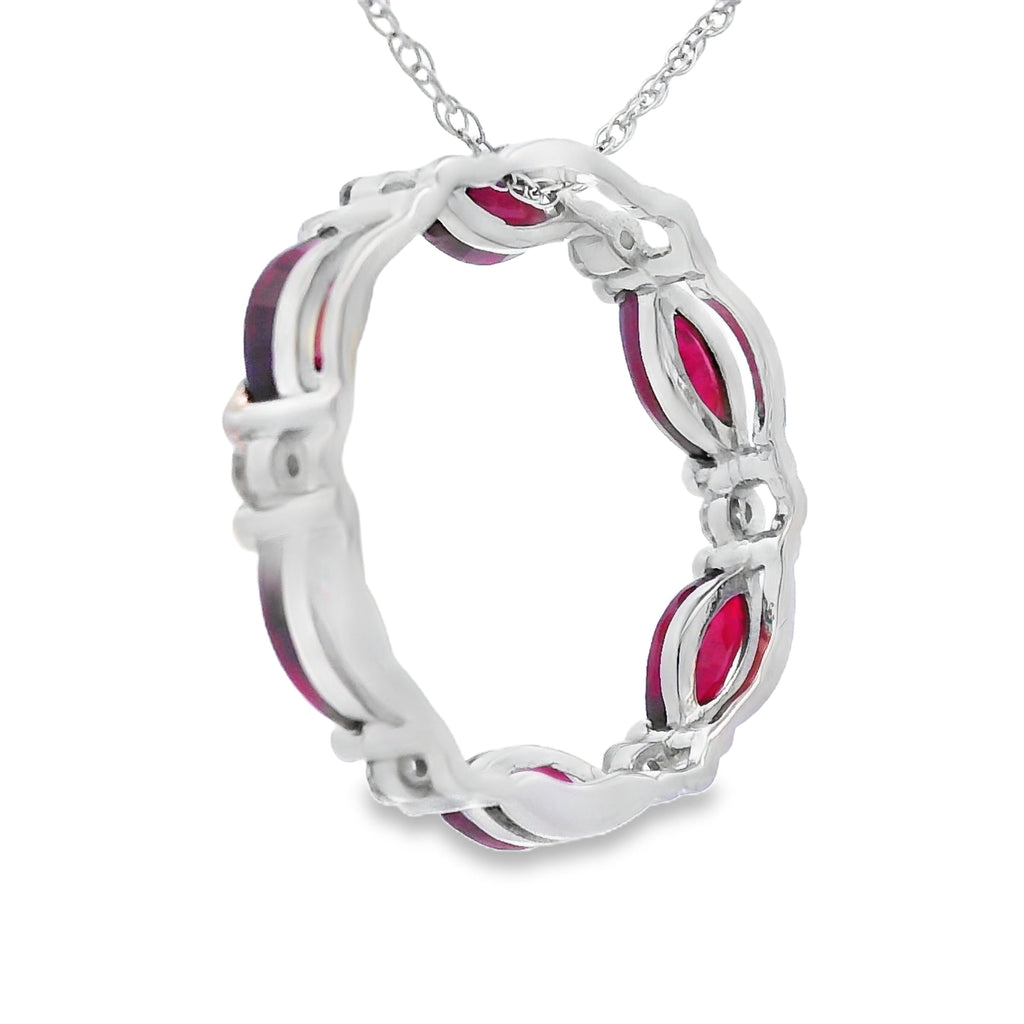 Ruby Diamond Circle of Love Pendant 10KT White Gold