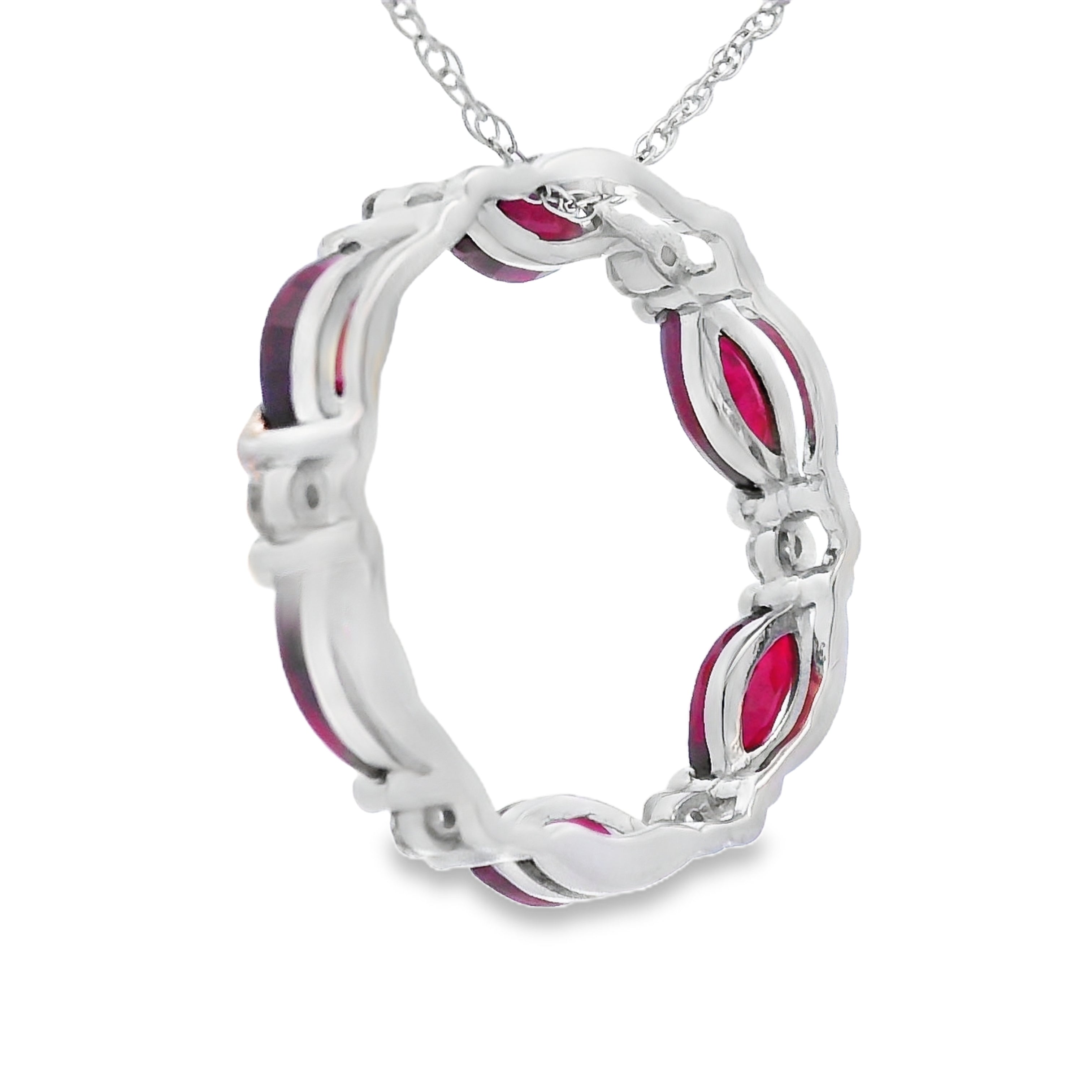 Ruby Diamond Circle of Love Pendant 10KT White Gold