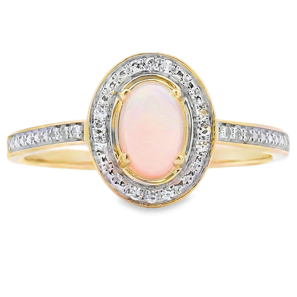 Genuine .36ct Opal Diamond Ring 10KT Yellow Gold