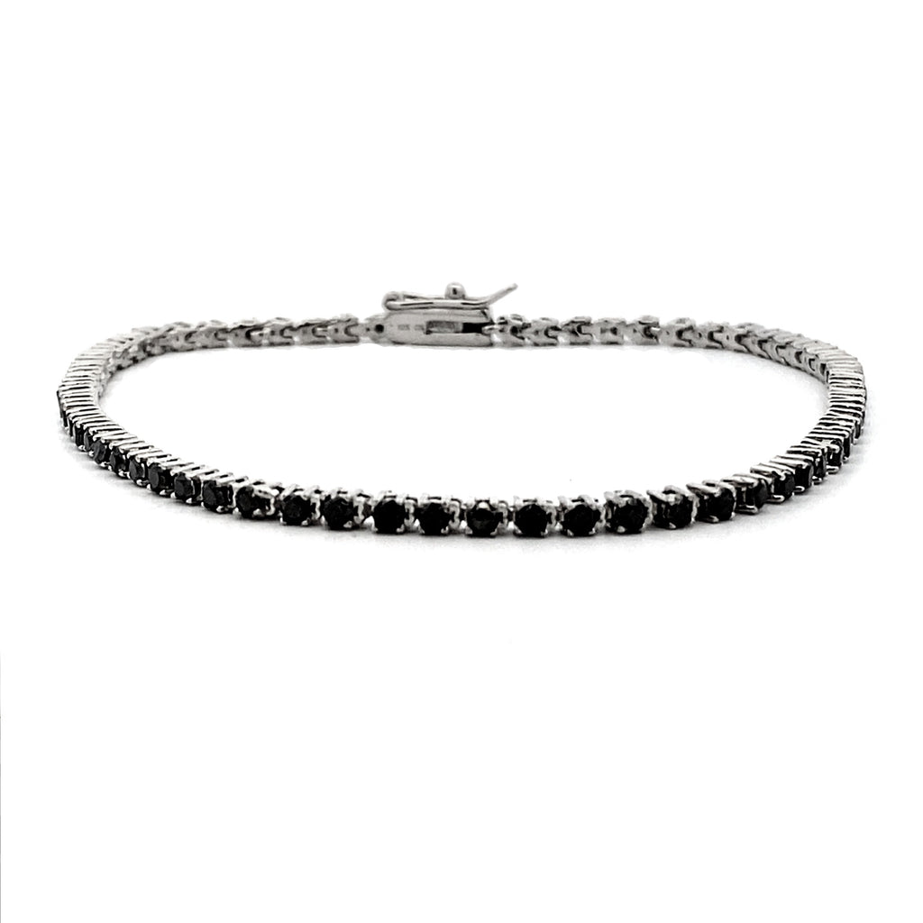 2.27ct Black Diamond Tennis Bracelet Sterling Silver
