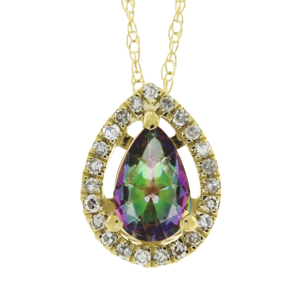 Treated Topaz Diamond Fashion Pendants 14KT Yellow Gold