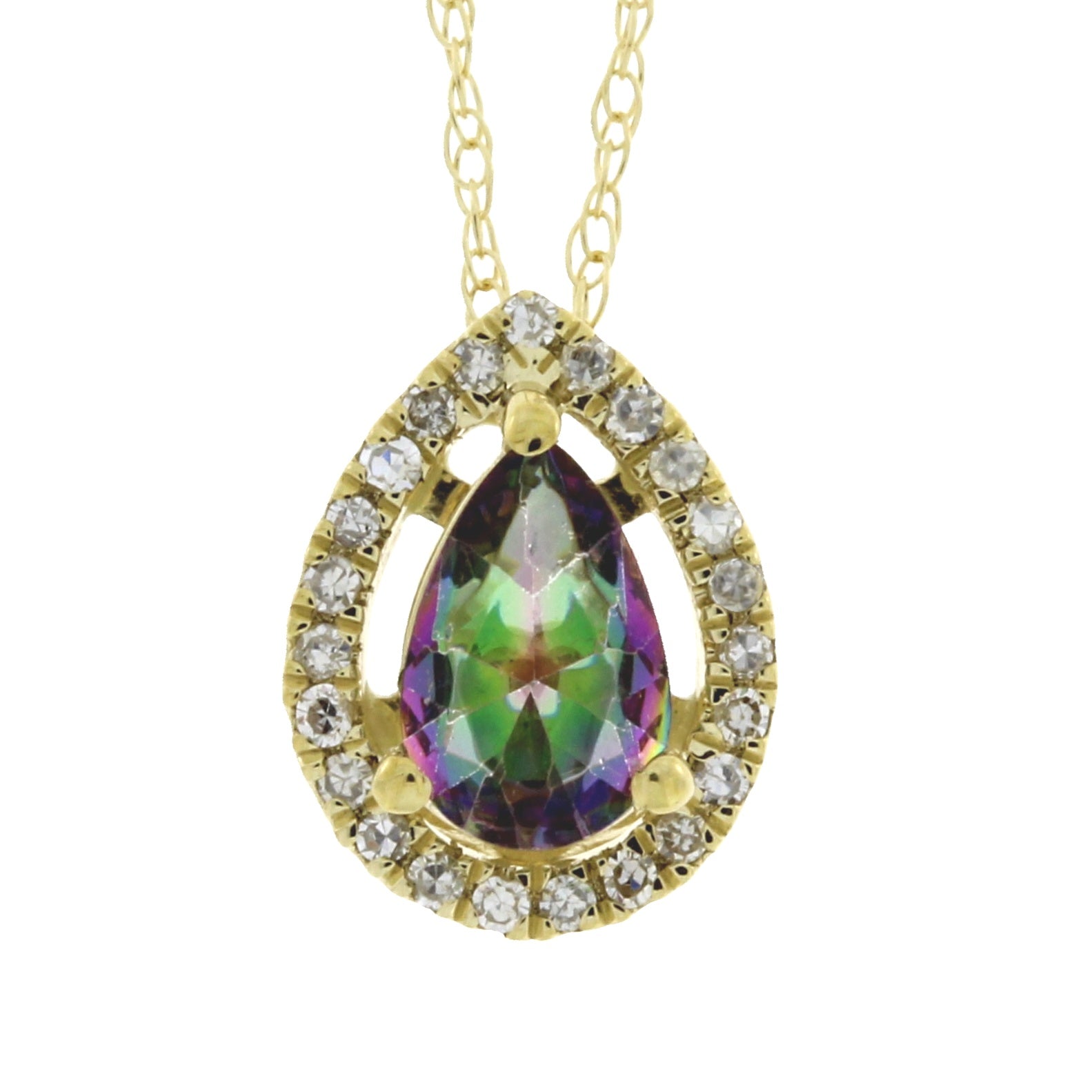 Treated Topaz Diamond Fashion Pendants 14KT Yellow Gold