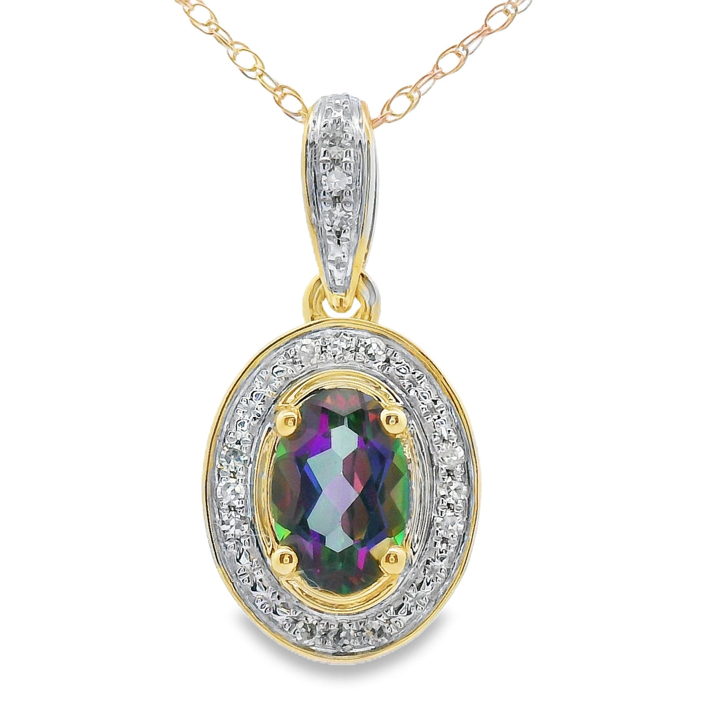 Mystic Fire Topaz Fashion Pendants 10KT Yellow Gold