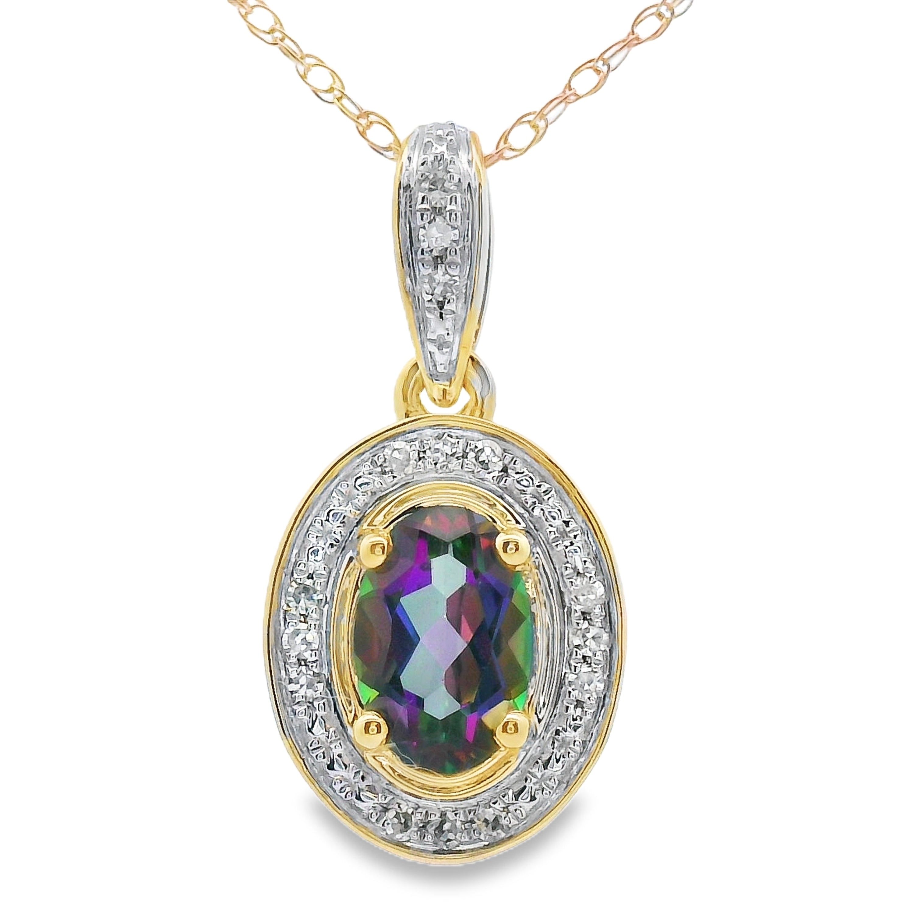Mystic Fire Topaz Fashion Pendants 10KT Yellow Gold