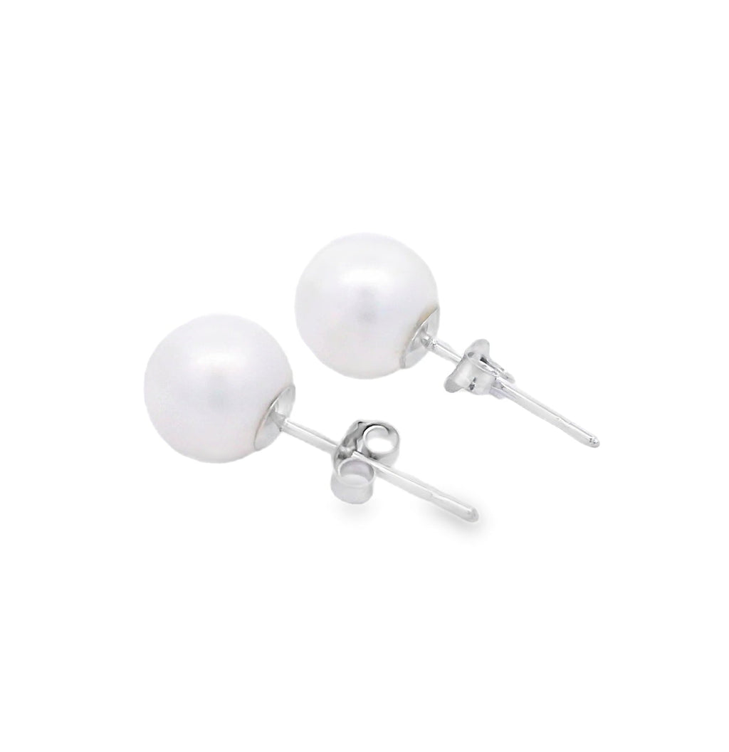 Natural FW Pearl Stud Earrings 10KT White Gold