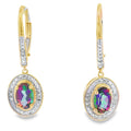 Mystic Fire Topaz Dangle Earrings 10KT Yellow Gold