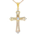 Topaz Cross Religious Pendant Sterling Silver