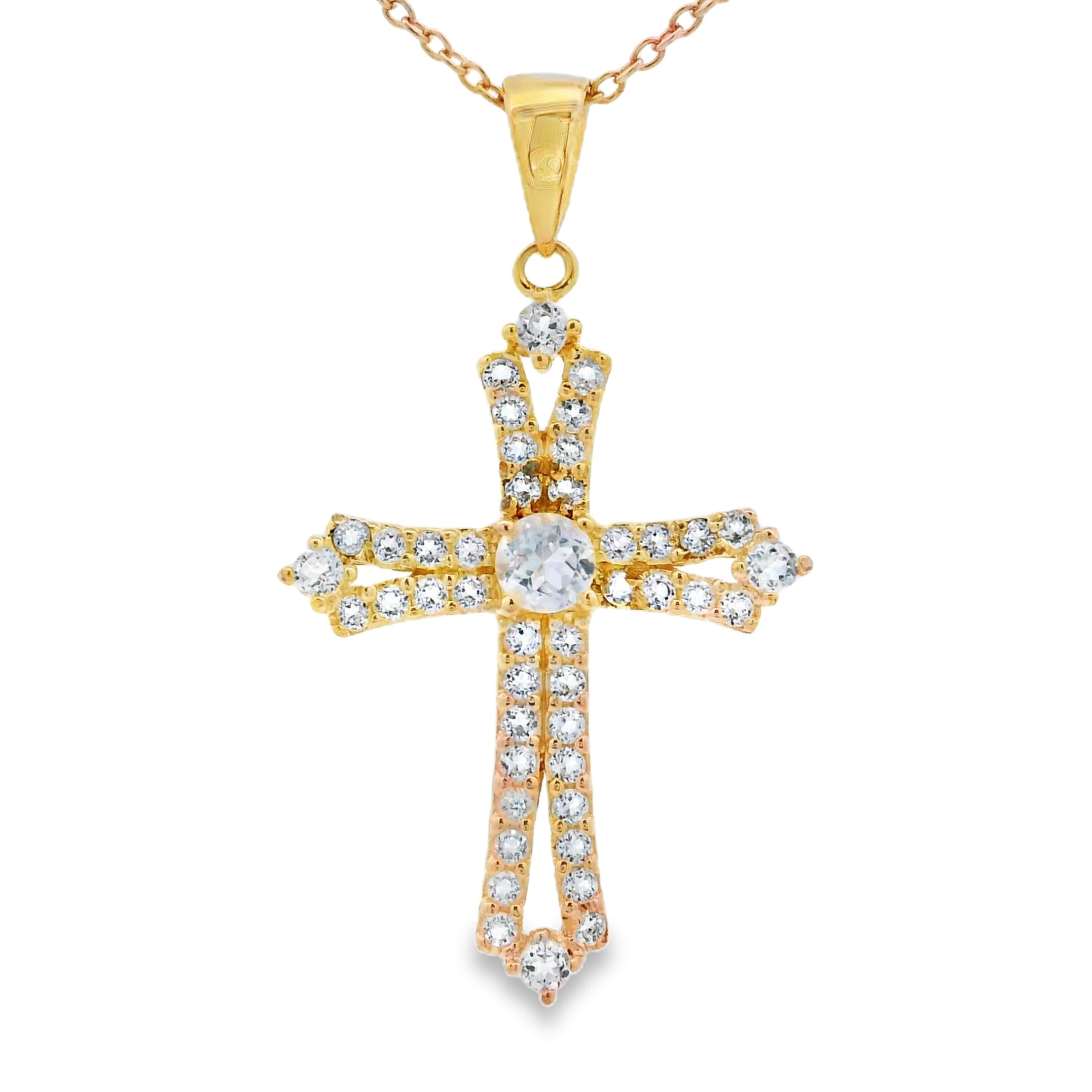 Topaz Cross Religious Pendant Sterling Silver