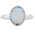 Natural .95ct Opal Diamond Ring 10KT White Gold