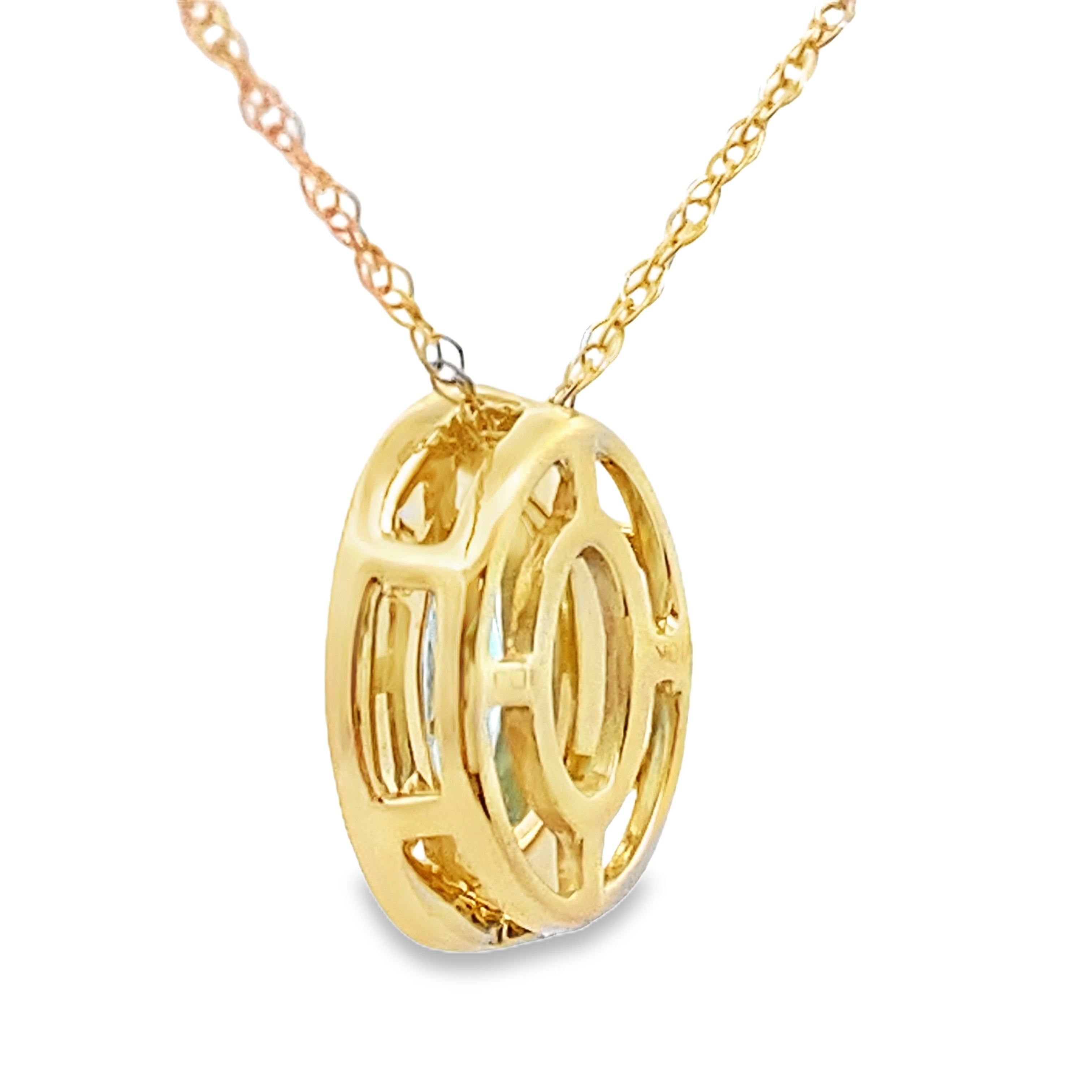 Blue Topaz Diamond Fashion Pendants 10KT Yellow Gold