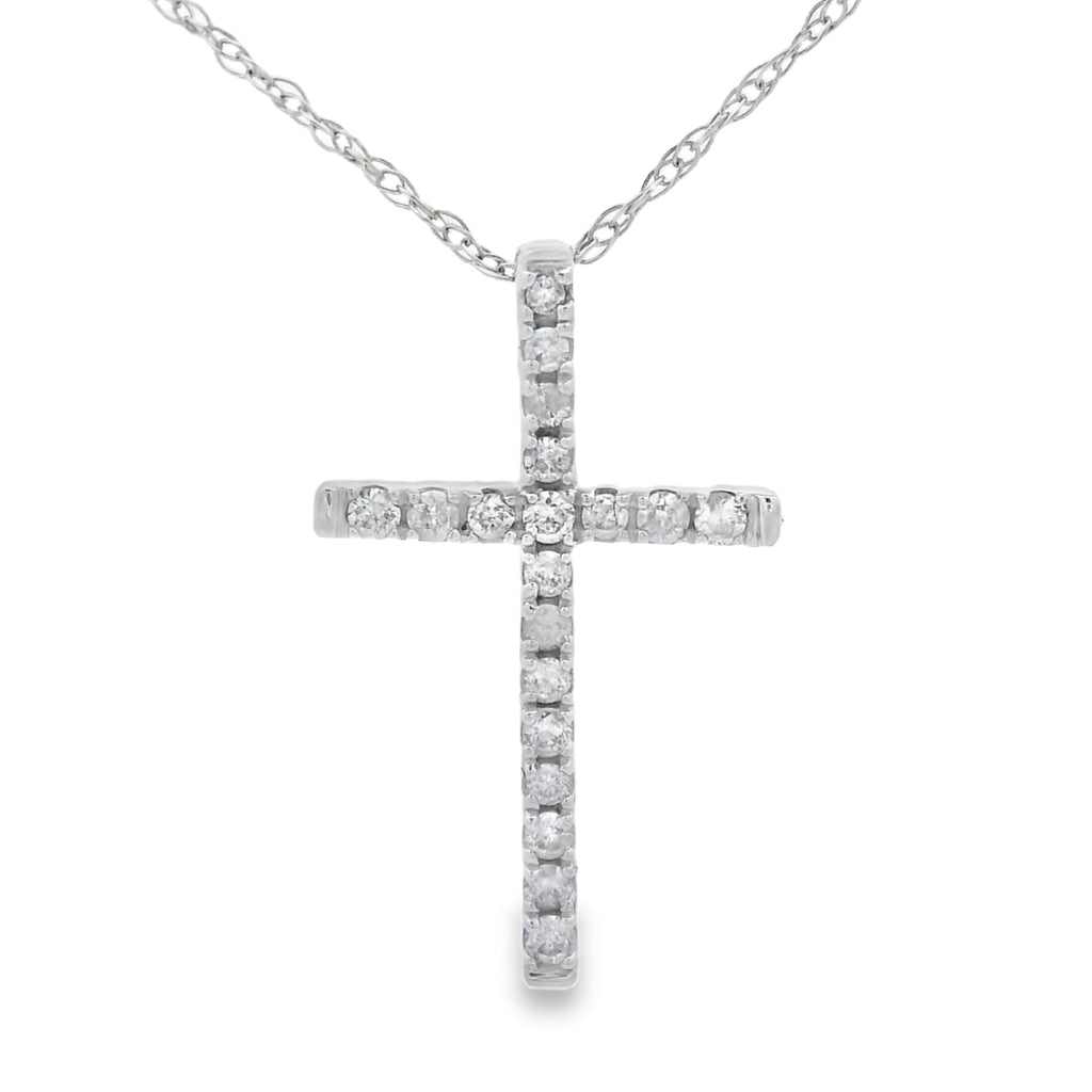 .11ct Diamond Cross Religious Pendant 14KT White Gold