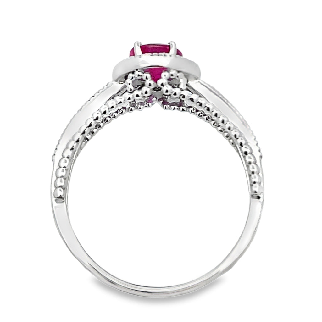 1.35ct Ruby Diamond Ring 14KT White Gold