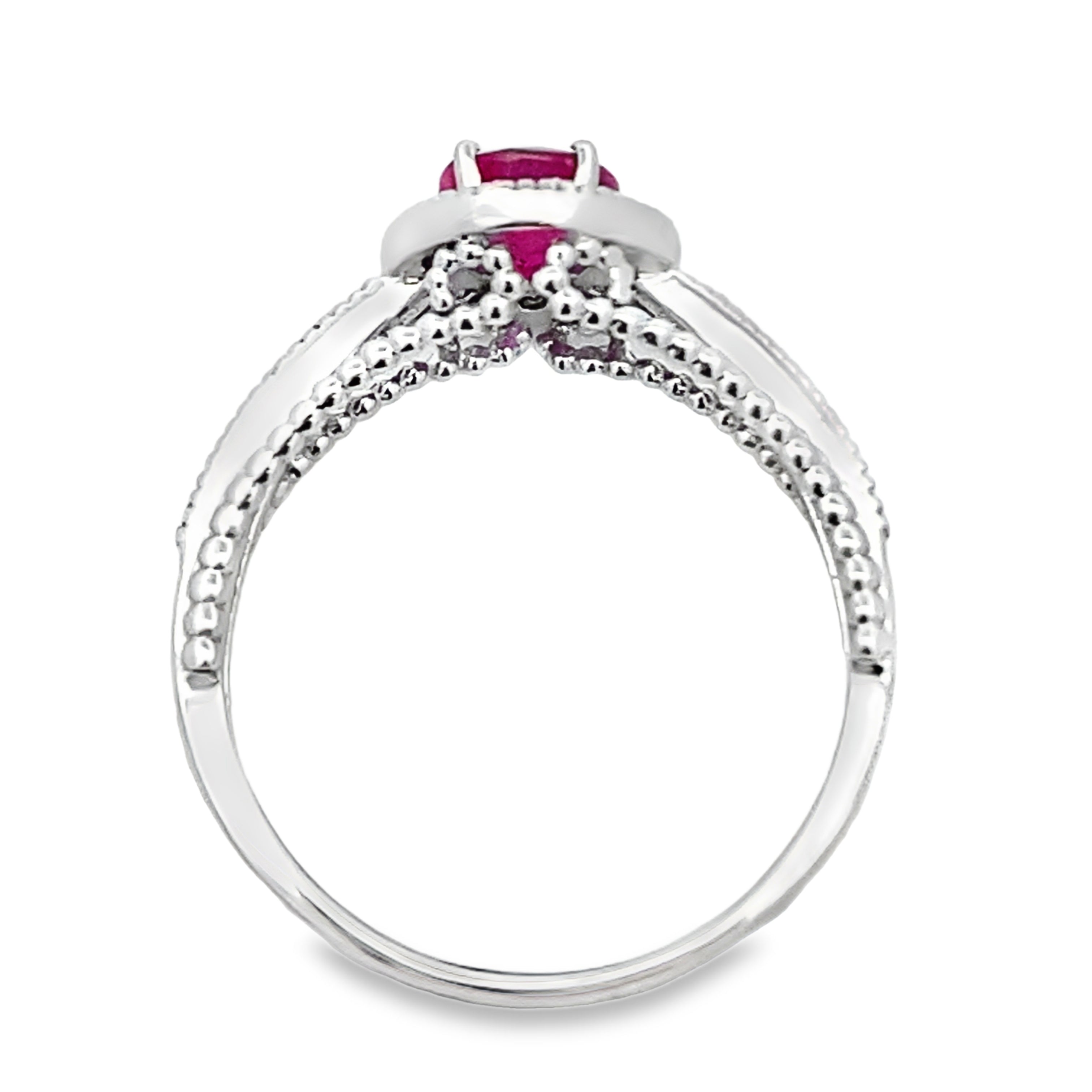 1.35ct Ruby Diamond Ring 14KT White Gold