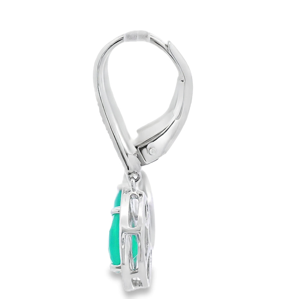Chalcedony Diamond Dangle Earrings 10KT White Gold