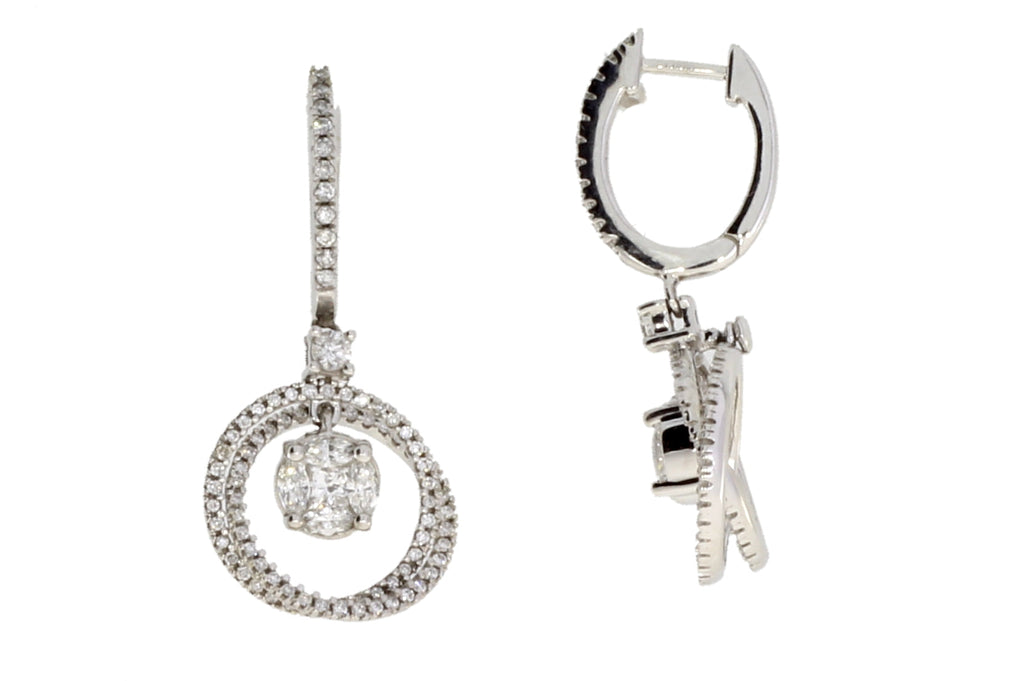 1.00ct Diamond Dangle Earrings 14KT White Gold