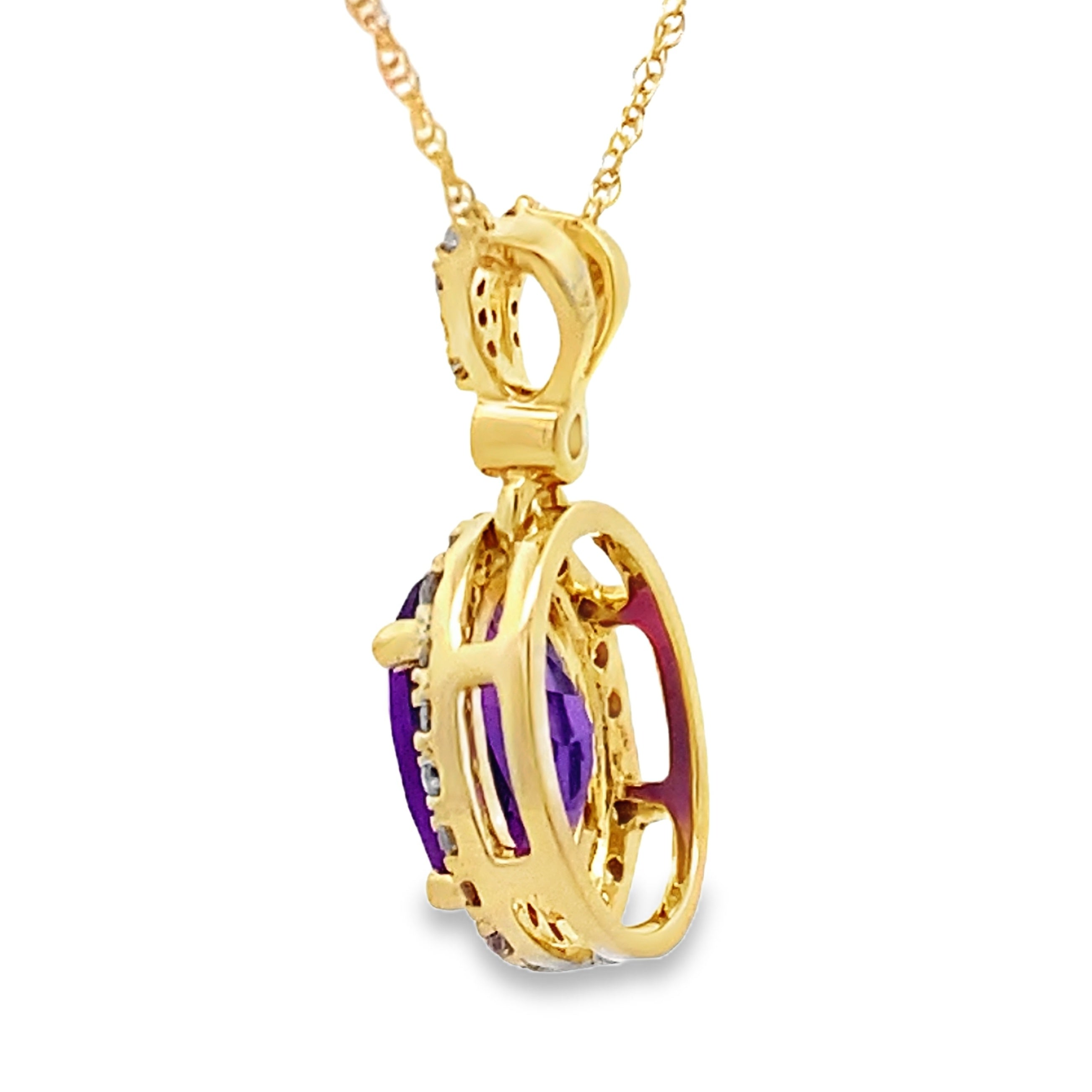 Amethyst Diamond Fashion Pendants 14KT Yellow Gold