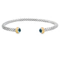 Blue Topaz Bangle Bracelet Sterling Silver 18KT Gold