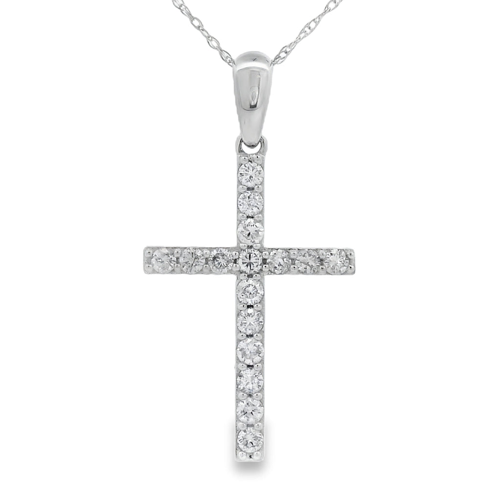 .45ct Diamond Cross Religious Pendant 14KT White Gold