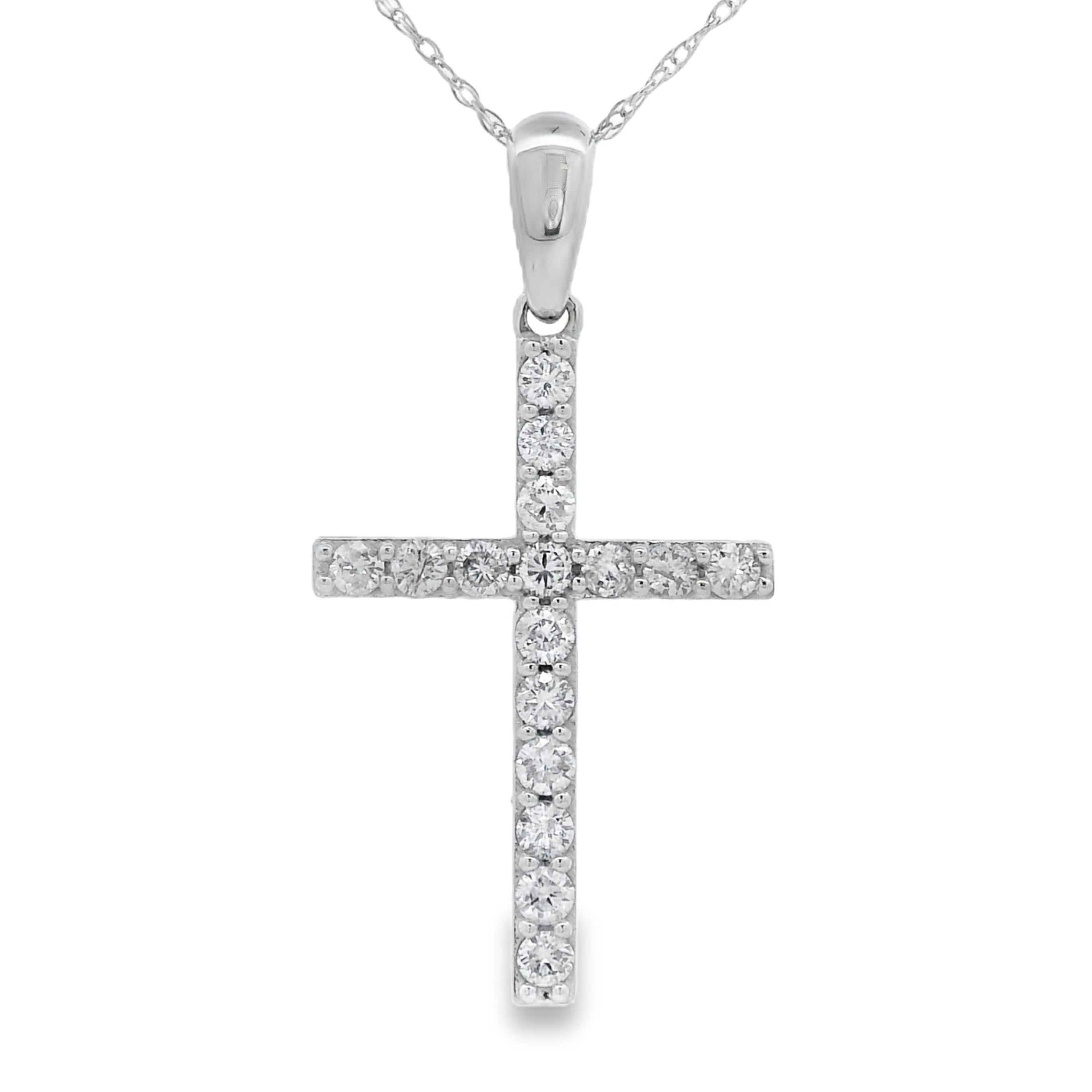 .45ct Diamond Cross Religious Pendant 14KT White Gold