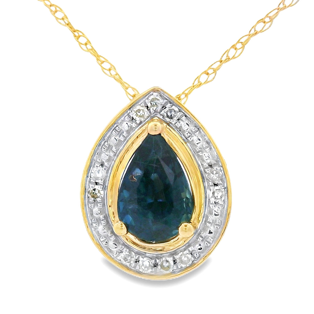 Sapphire Diamond Fashion Pendants 10KT Yellow Gold