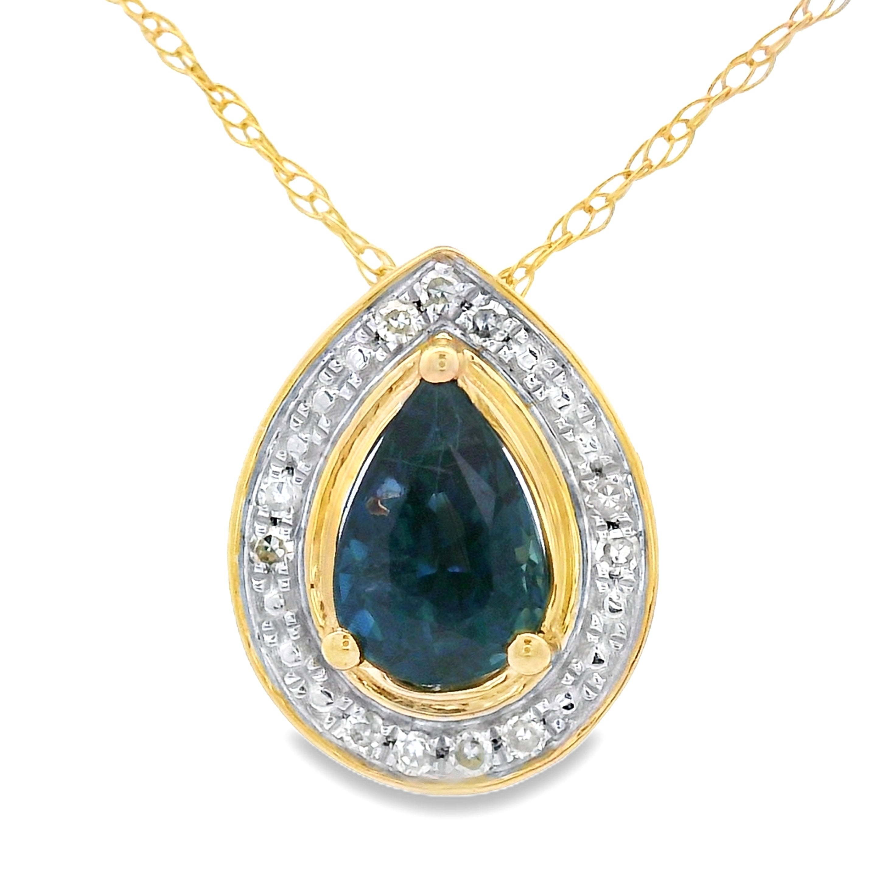 Sapphire Diamond Fashion Pendants 10KT Yellow Gold