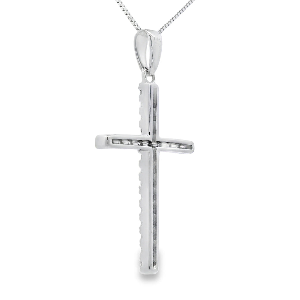 .21ct Diamond Cross Religious Pendant 14KT White Gold