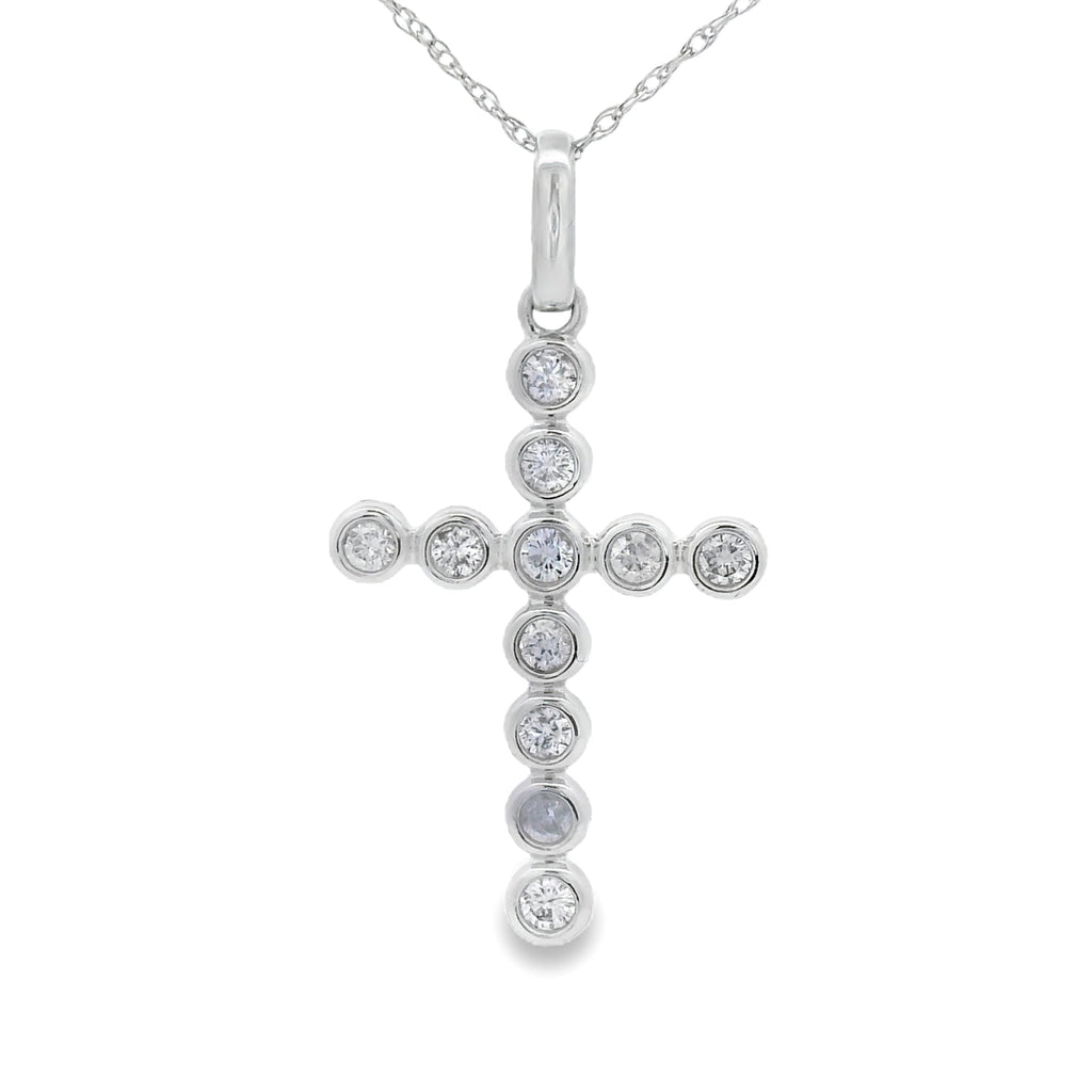 .31ct Diamond Cross Religious Pendant 14KT White Gold