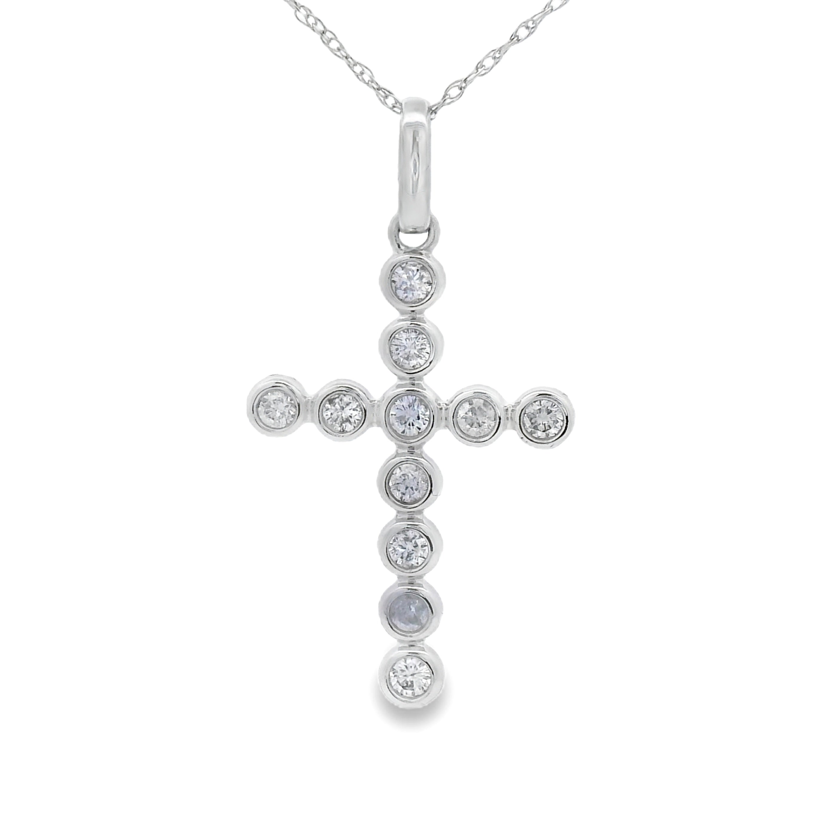 .31ct Diamond Cross Religious Pendant 14KT White Gold