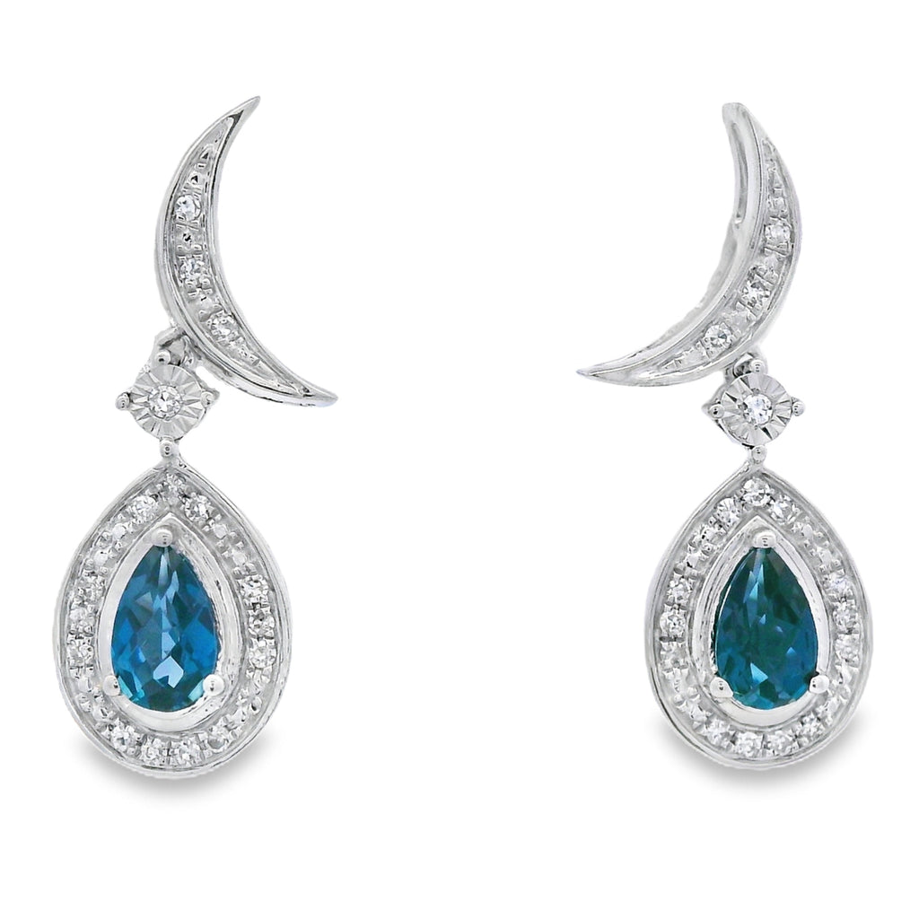 .59ct London Blue Topaz Dangle Earrings 10KT White Gold