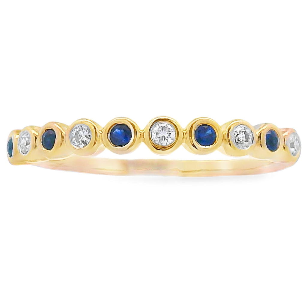 Sapphire Diamond stackable band set 14KT Yellow Gold