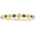 Sapphire Diamond stackable band set 14KT Yellow Gold