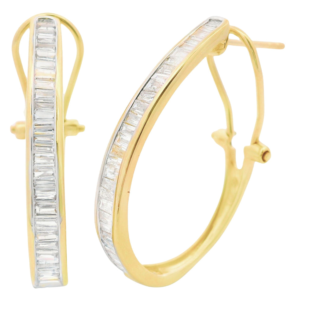 1.00ct Diamond Hoop Earrings 14KT Yellow Gold