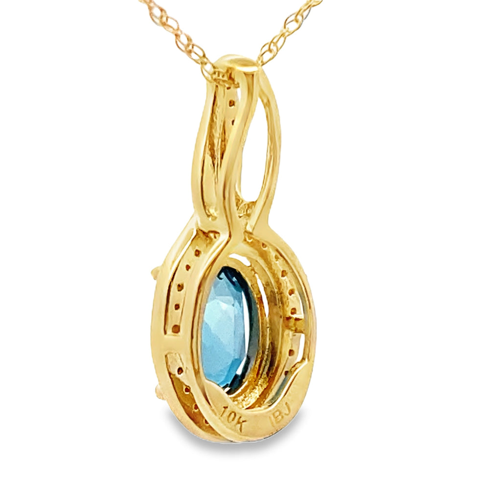 London Blue Topaz Fashion Pendants 10KT Yellow Gold