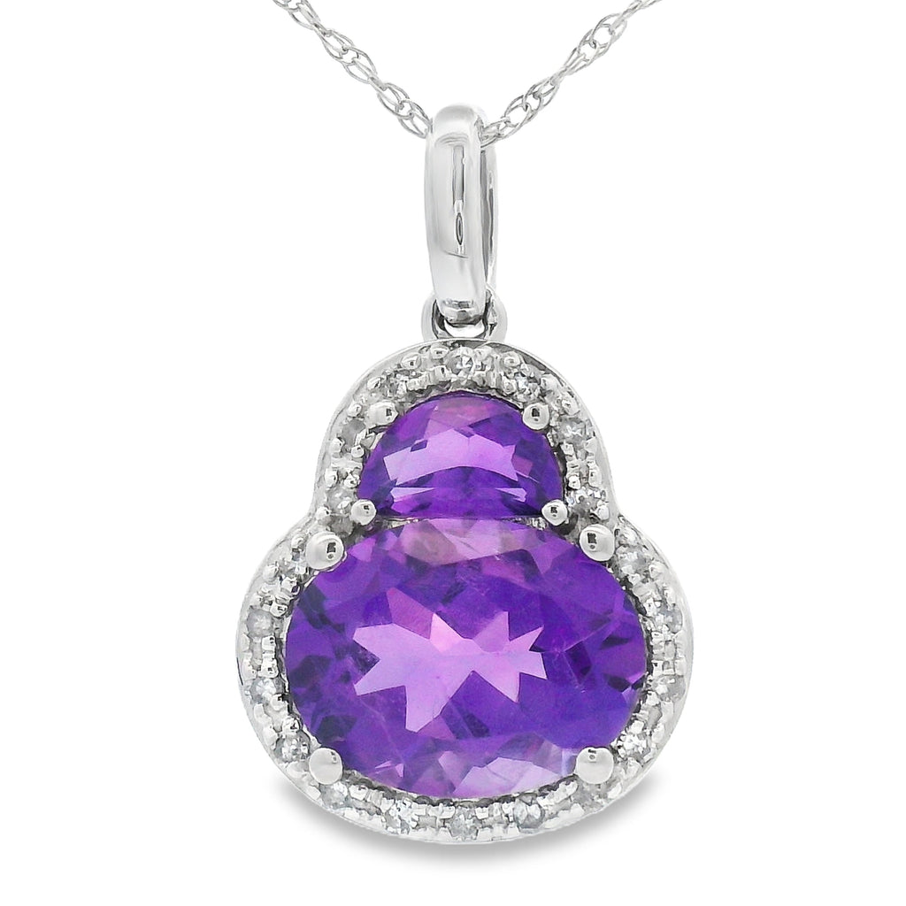 Amethyst Diamond Fashion Pendants 14KT White Gold