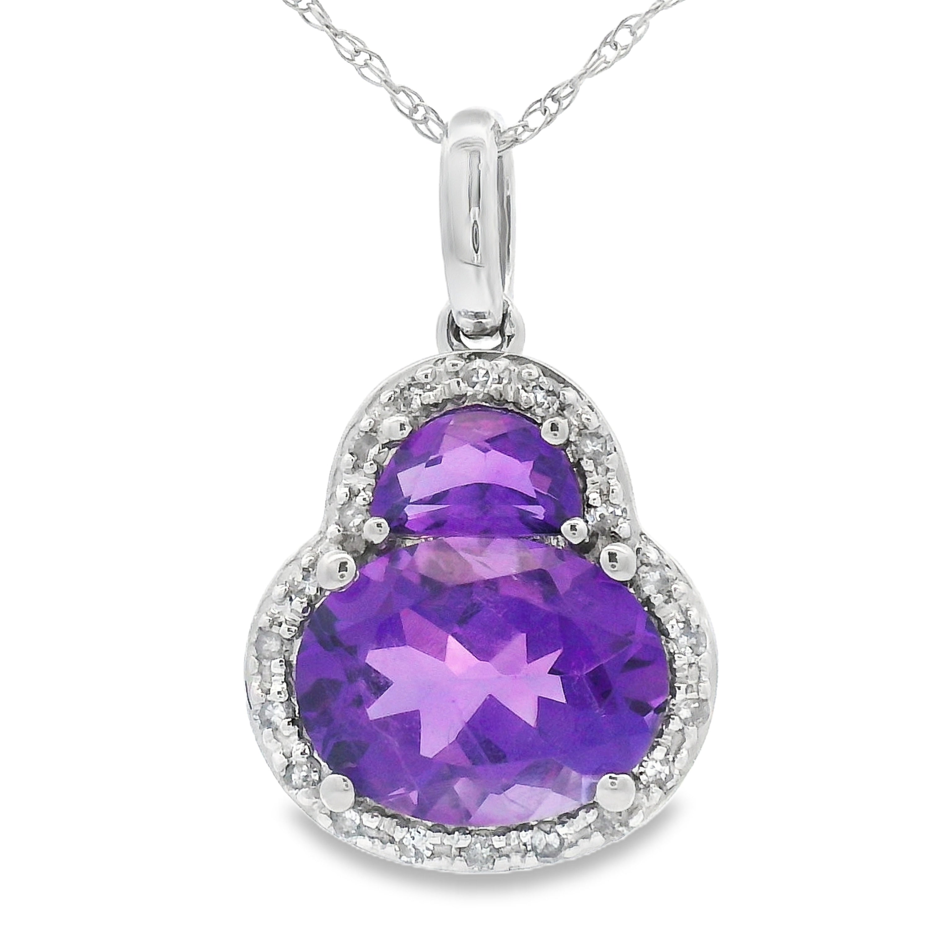 Amethyst Diamond Fashion Pendants 14KT White Gold