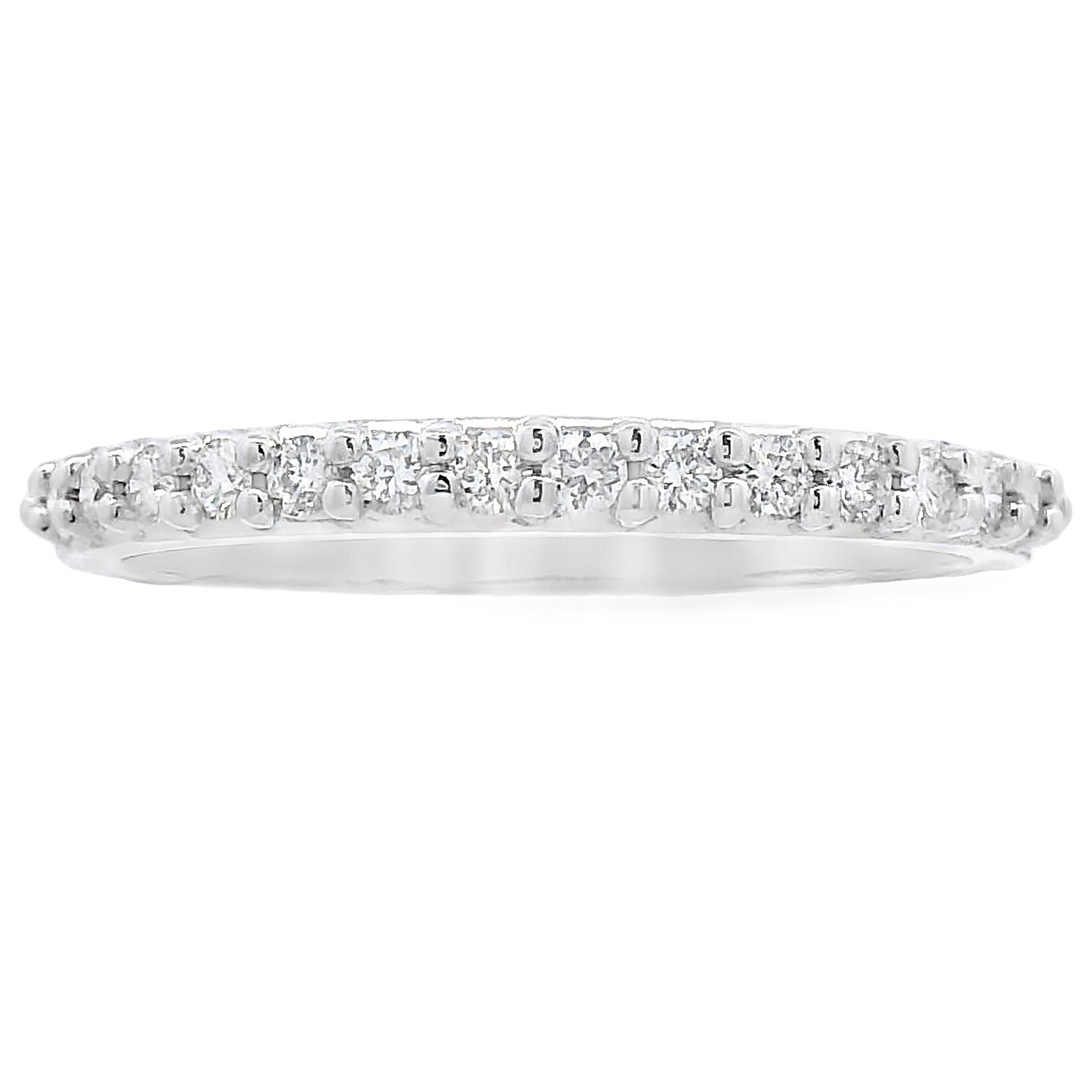 Natural .25ct Diamond Wedding Band Ring 14KT White Gold