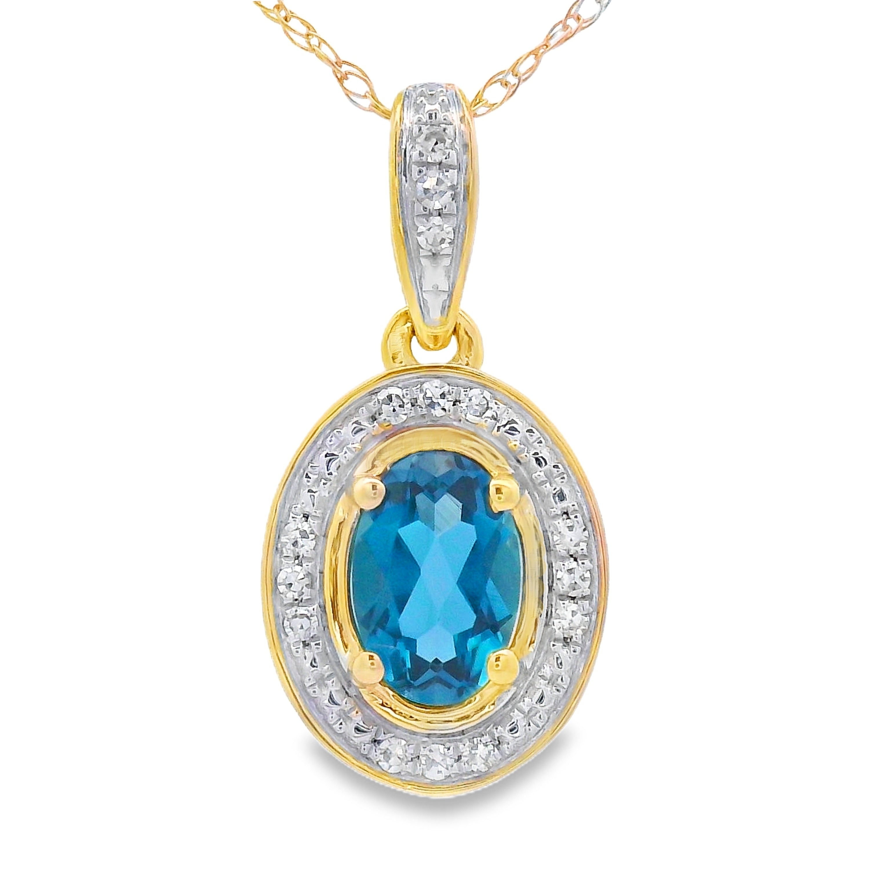 London Blue Topaz Fashion Pendants 10KT Yellow Gold