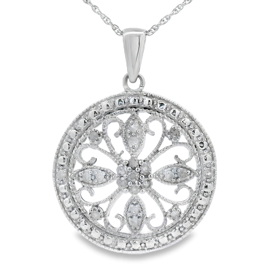 Natural .25ct Diamond Fashion Pendants Sterling Silver