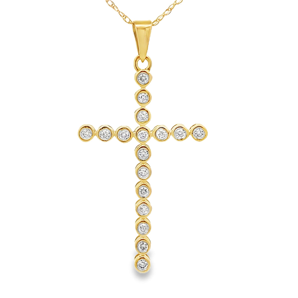 .17ct Diamond Cross Religious Pendant 14KT Yellow Gold