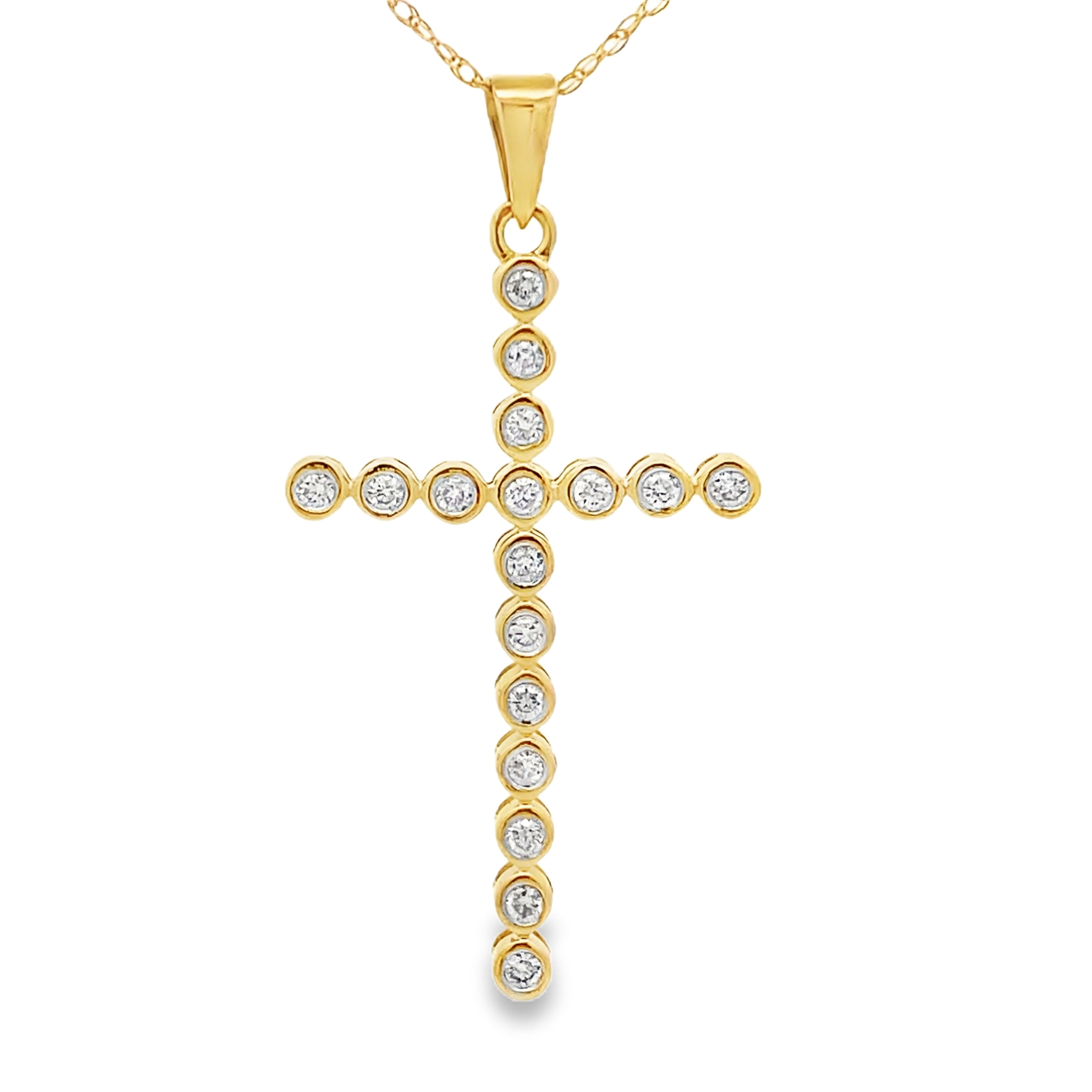 .17ct Diamond Cross Religious Pendant 14KT Yellow Gold