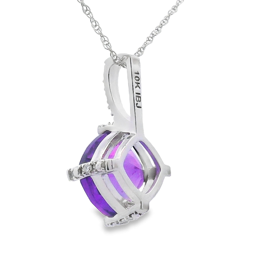 Amethyst Diamond Fashion Pendants 10KT White Gold