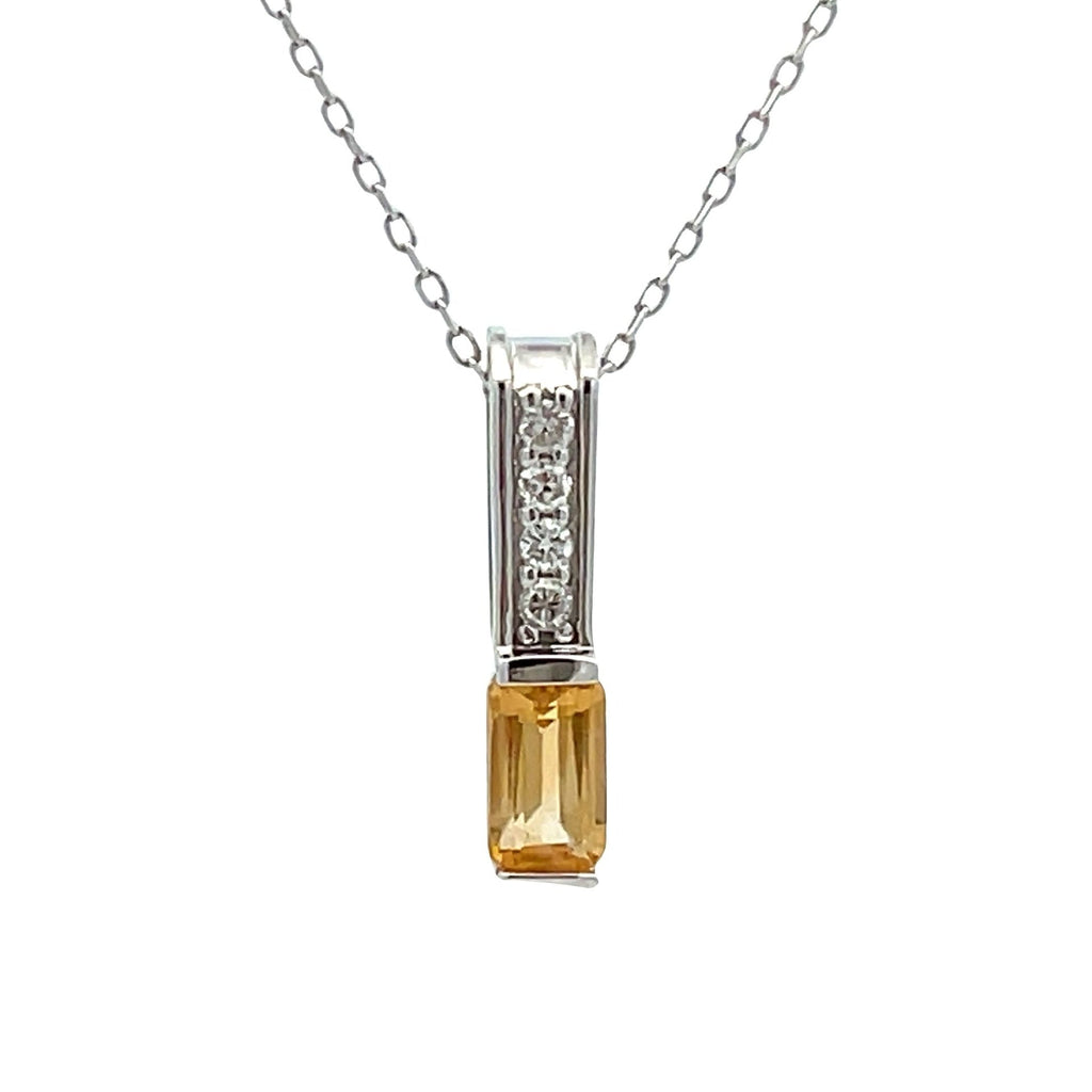 .06ct Citrine Diamond Fashion Pendants 10KT White Gold
