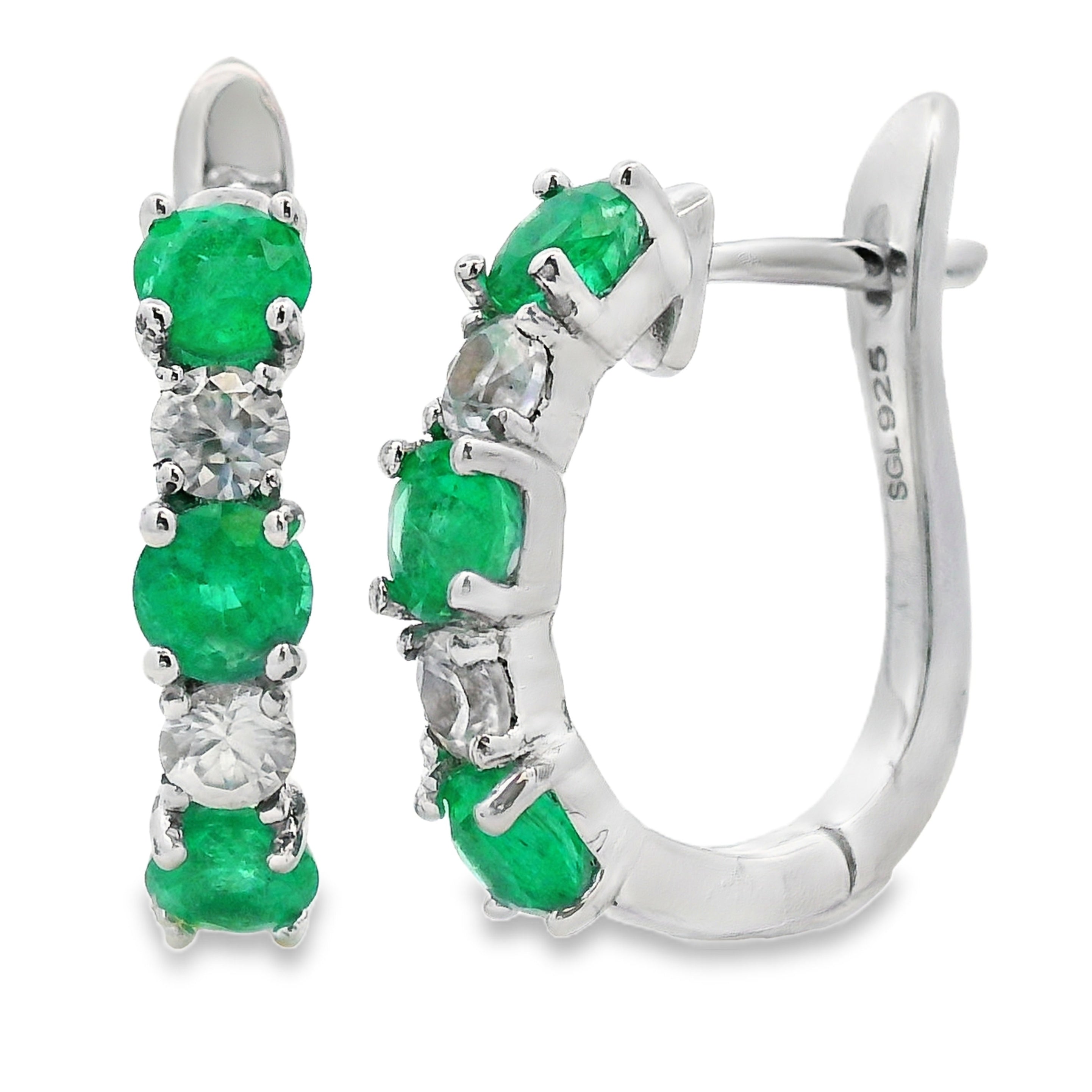 2.12ct Emerald Zircon Dangle Earrings Sterling Silver