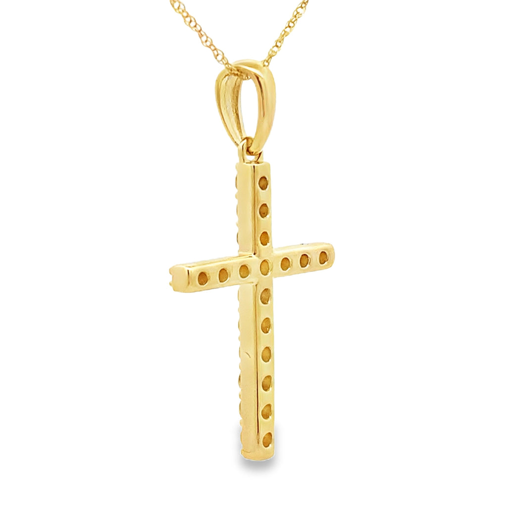 .45ct Diamond Cross Religious Pendant 14KT Yellow Gold