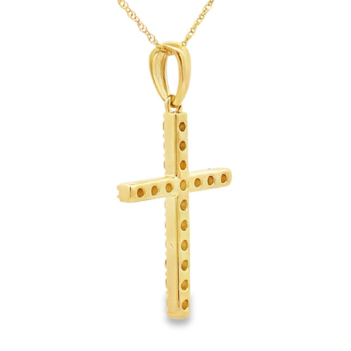 .45ct Diamond Cross Religious Pendant 14KT Yellow Gold