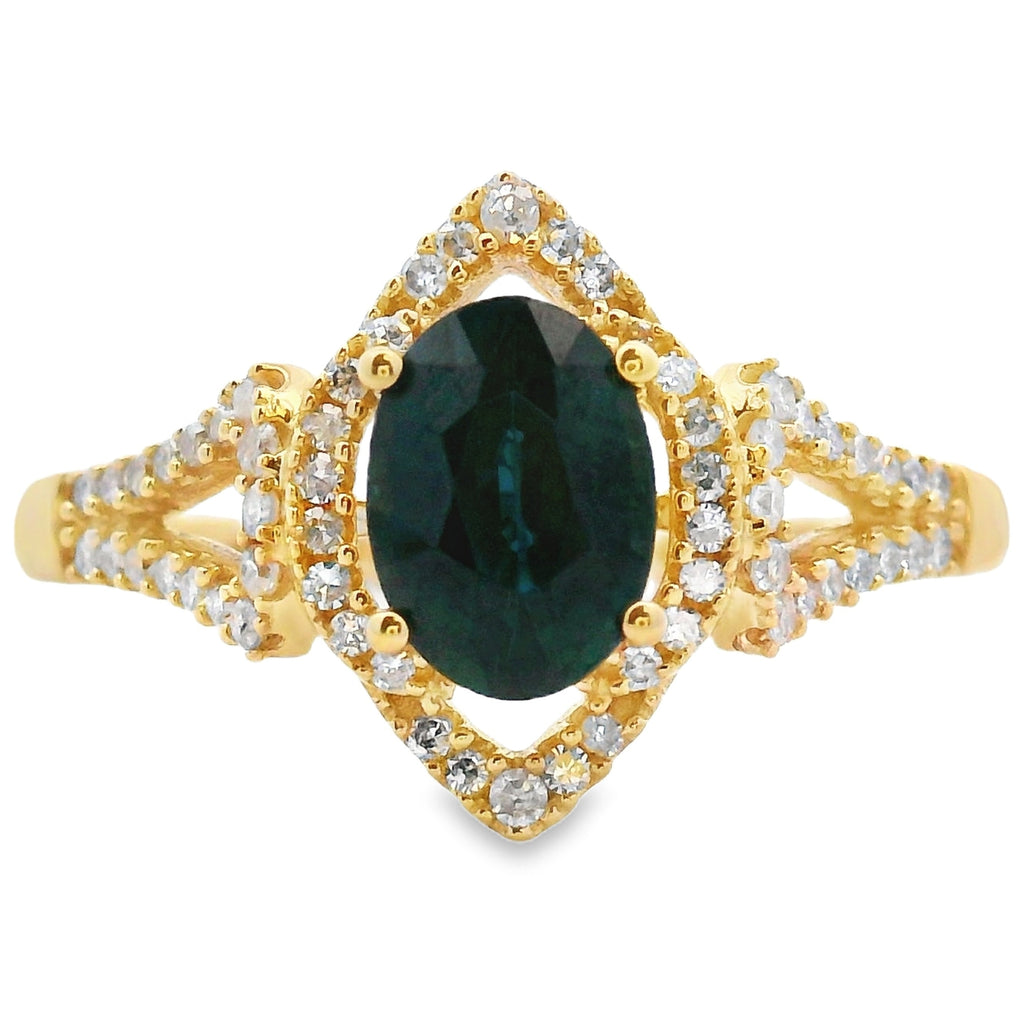 Natural 1.13ct Sapphire Diamond Ring 14KT Yellow Gold