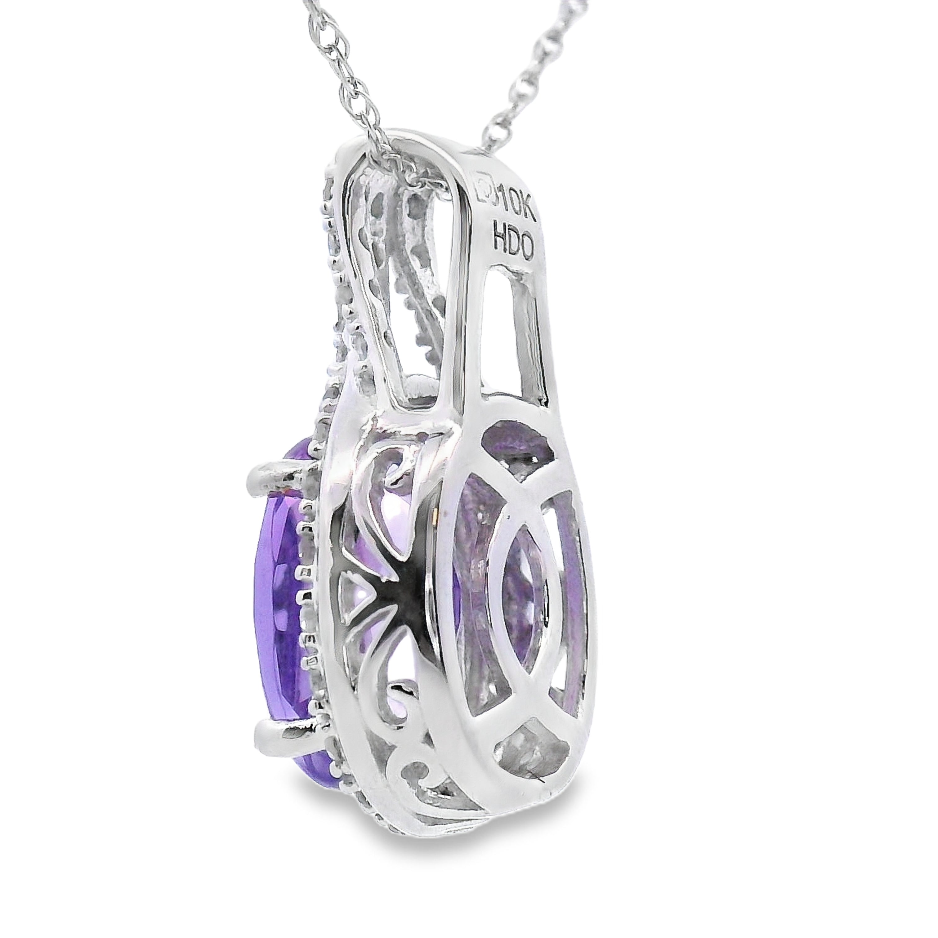 Amethyst Diamond Fashion Pendants 10KT White Gold