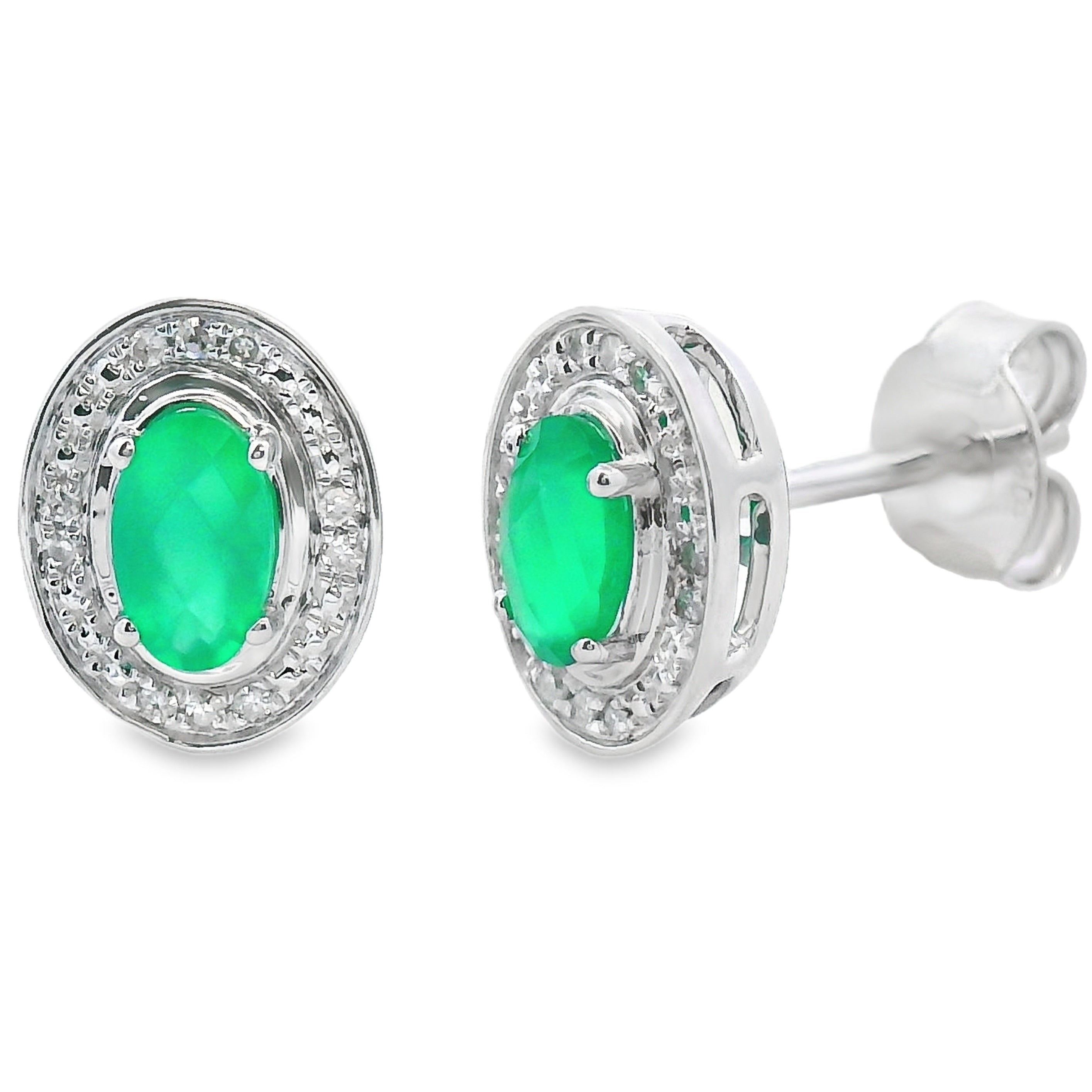 .54ct Chalcedony Diamond Earrings 10KT White Gold