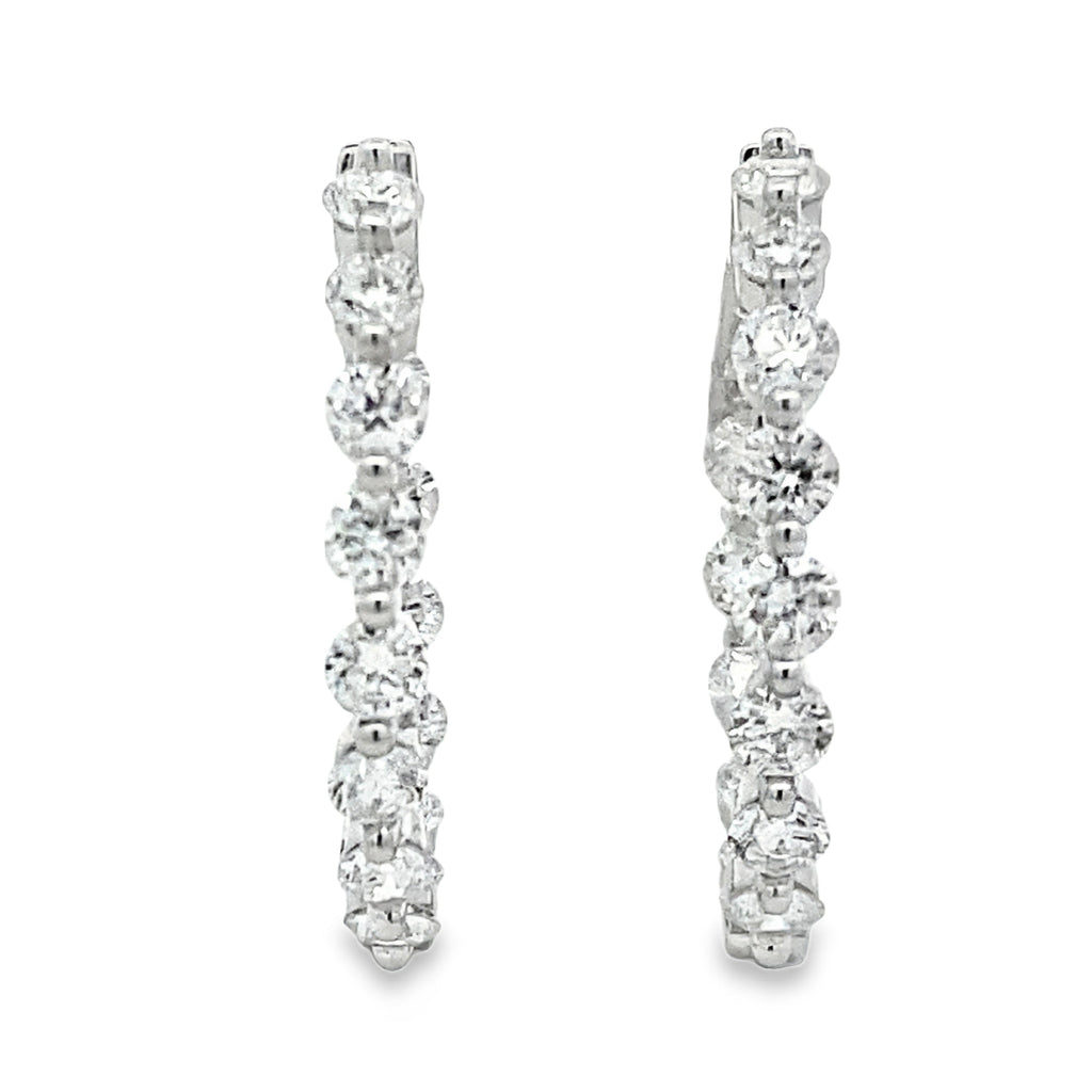 3.10ct Lab Grown Diamond Hoop Earrings Sterling Silver